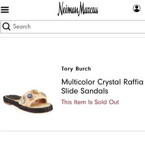 LS1-014 Tory Burch Multicolor Crystal‎ Raffia Slide Sandals